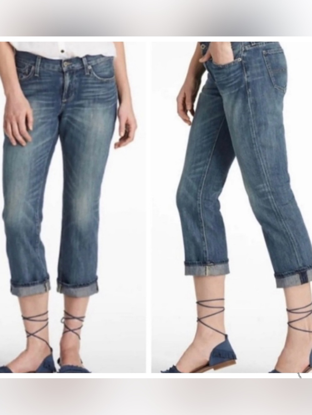 Lucky Brand Jeans Women's 29 Blue Classic Rider Cropped Distressed LIKE NEW!